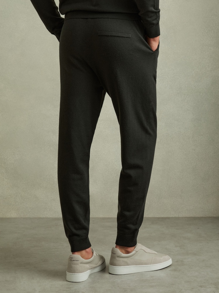 Reiss Dark Military Green Billings Merino Wool Blend Drawstring Joggers - Image 5 of 6