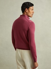 Reiss Cherry Pink Maxwell Merino Wool Half-Zip Polo Shirt - Image 4 of 5