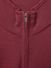 Reiss Cherry Pink Maxwell Merino Wool Half-Zip Polo Shirt - Image 5 of 5