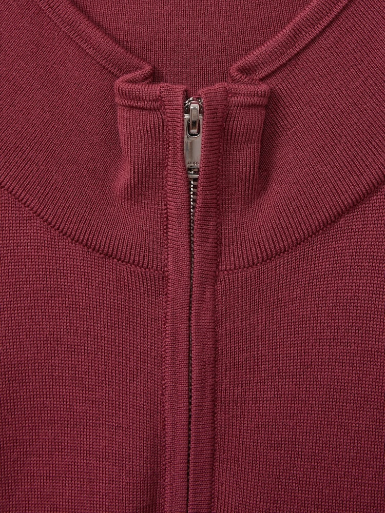 Reiss Cherry Pink Maxwell Merino Wool Half-Zip Polo Shirt - Image 5 of 5