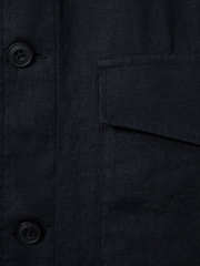 Reiss Navy Viera Linen Overshirt - Image 5 of 5