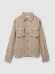 Reiss Stone Viera Linen Overshirt - Image 2 of 6
