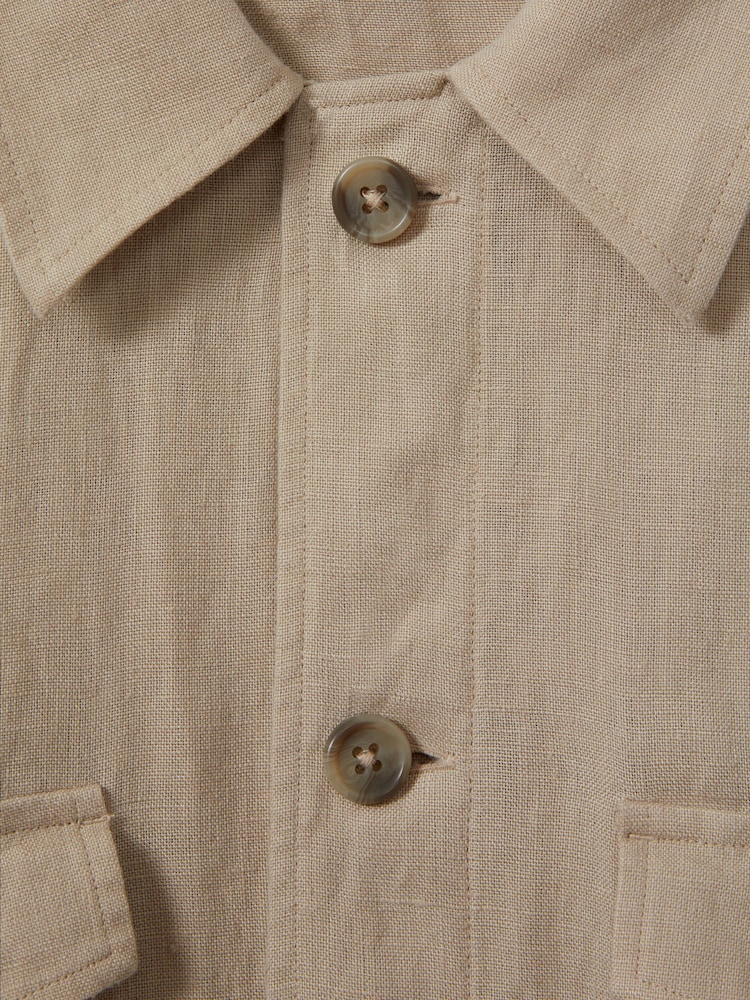 Reiss Stone Viera Linen Overshirt - Image 6 of 6