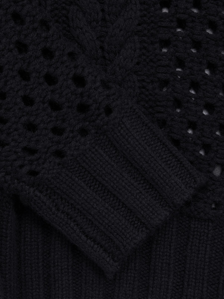 Reiss Navy Marie Cable Knit Jumper with Wool and Cashmere - Image 5 of 5