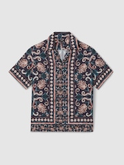 Chemise imprimée Reiss Finn à col cubain - Image 2 of 5