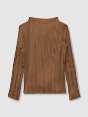 Reiss Gold Ember High Neck Plisse Top - Image 2 of 5