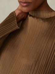 Reiss Gold Ember High Neck Plisse Top - Image 3 of 5