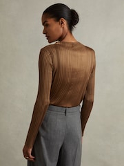 Reiss Gold Ember High Neck Plisse Top - Image 4 of 5
