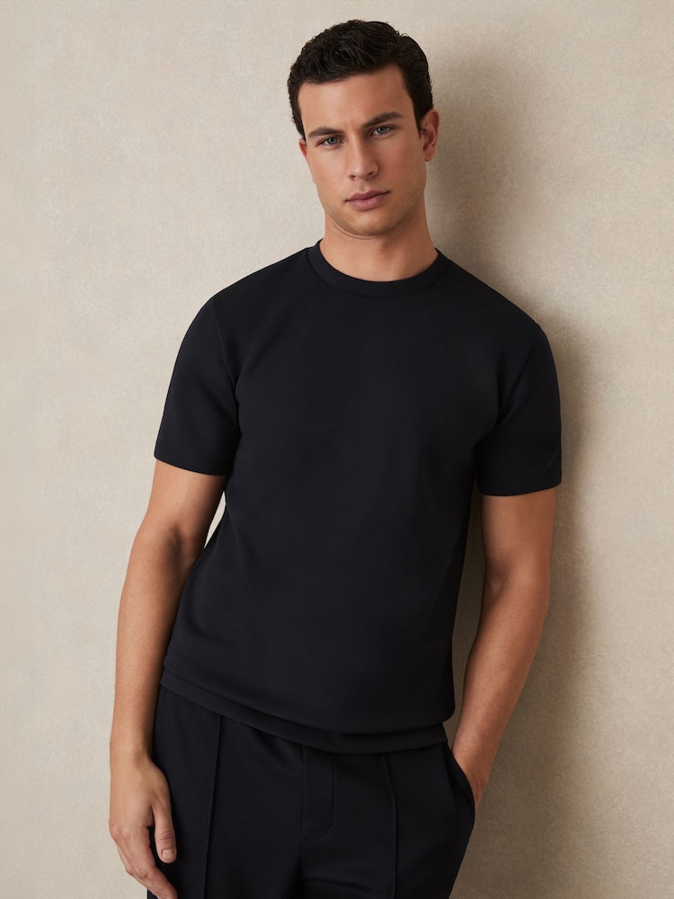 Темно-синий - трикотажная футболка с круглым вырезом Reiss Bradley - Image 1 of 7