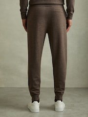 Reiss Dark Brown Melange Billings Merino Wool Blend Drawstring Joggers - Image 4 of 6