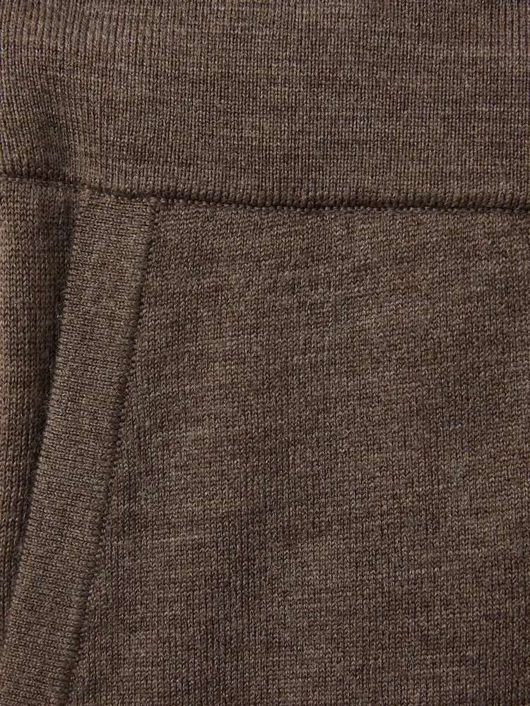 Reiss Dark Brown Melange Billings Merino Wool Blend Drawstring Joggers - Image 6 of 6