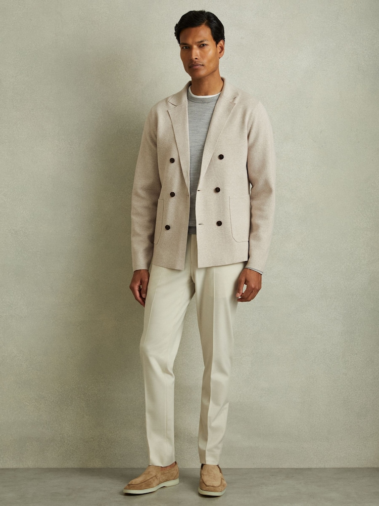 Beige meliert - Reiss – Zweireihiger Strickblazer mit Foulard-Muster - Bild 1 von 6 Beige meliert - Reiss – Zweireihiger Strickblazer mit Foulard-Muster - Bild 1 von 6