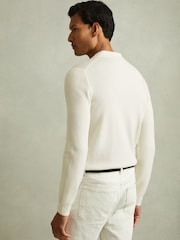 Reiss Off White Regis Wool Half-Zip Polo Shirt - Image 4 of 5