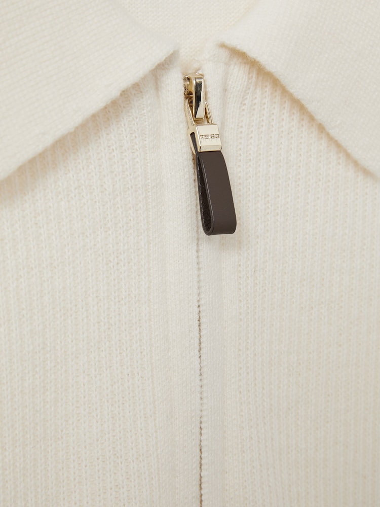 Reiss Off White Regis Wool Half-Zip Polo Shirt - Image 5 of 5