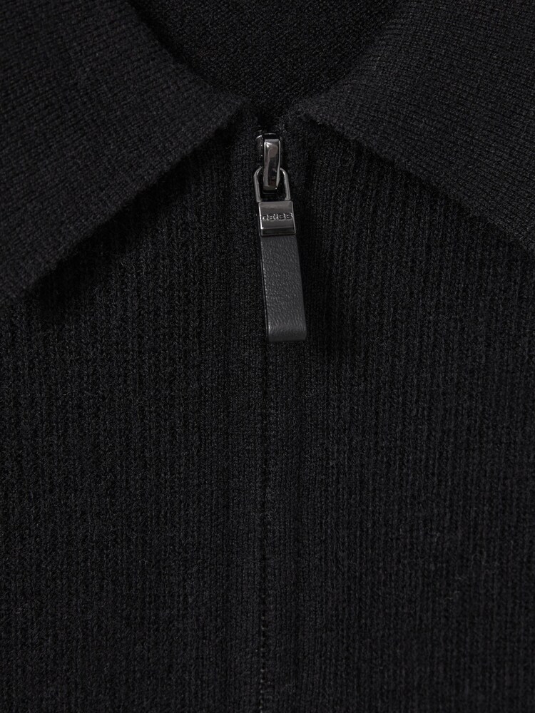 Reiss Black Regis Wool Half-Zip Polo Shirt - Image 5 of 5