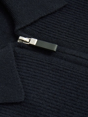 Reiss Navy Blue Regis Wool Half-Zip Polo Shirt - Image 5 of 5