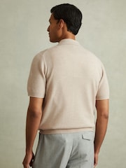 Reiss Oatmeal Parsons Wool Ribbed Button-Through Top - Image 4 of 5