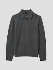 Reiss Grey Melange Regis Wool Half-Zip Polo Shirt - Image 2 of 6