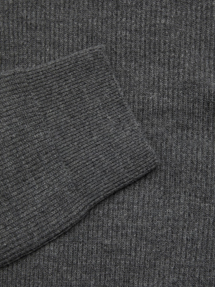 Reiss Grey Melange Regis Wool Half-Zip Polo Shirt - Image 6 of 6