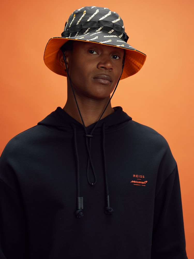 Reiss Black McLaren F1 Printed Bucket Hat - Image 2 of 4 Reiss Black McLaren F1 Printed Bucket Hat - Image 2 of 4