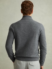 Reiss Grey Melange Pisa Merino Wool Button-Front Cardigan - Image 4 of 5