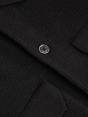 Reiss Black Parsons Wool Ribbed Button-Through Top - Image 5 of 5