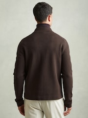 Reiss Chocolate Brown Rivers Knitted Zip-Through Jacket - Image 5 of 6