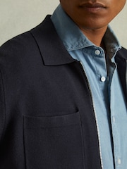 Reiss Navy Rivers Knitted Zip-Through Jacket - Image 3 of 5