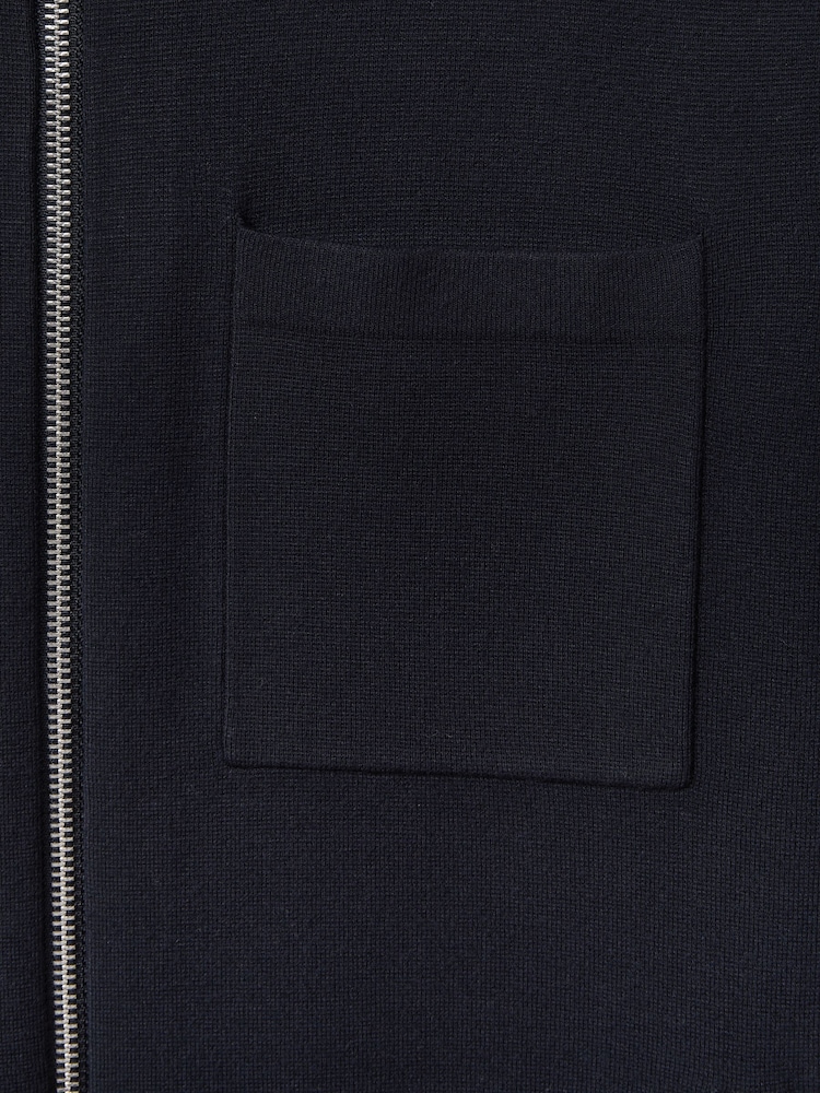 Reiss Navy Rivers Knitted Zip-Through Jacket - Image 5 of 5