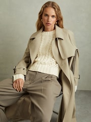 Reiss Ivory Marie Cable Knit Jumper with Wool and Cashmere - Image 1 of 6