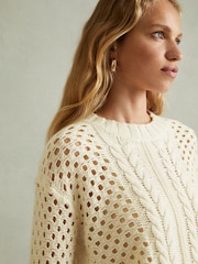 Reiss Ivory Marie Cable Knit Jumper with Wool and Cashmere - Image 3 of 6