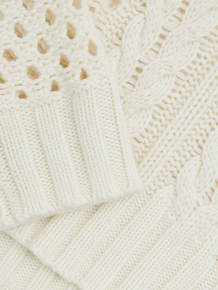 Reiss Ivory Marie Cable Knit Jumper with Wool and Cashmere - Image 6 of 6