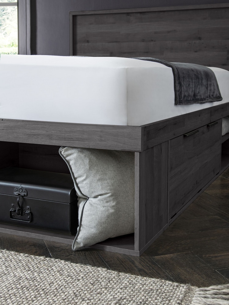 Black Oak Effect Bronx Platform Bed Frame with Storage - Image 6 of 6