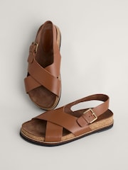 Seasalt Cornwall Brown Wilder Shores Crossover Leather Sandals - Image 2 of 5