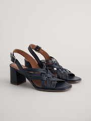 Seasalt Cornwall Blue Faerystone Mid Heel Leather Sandals - Image 1 of 5