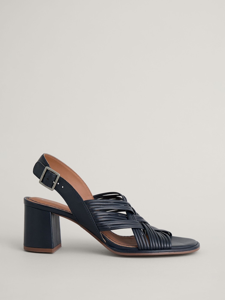 Seasalt Cornwall Blue Faerystone Mid Heel Leather Sandals - Image 2 of 5