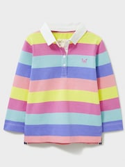 Crew Clothing Company Pink Yarn Dyed Long Sleeve Striped Rugby 100% Cotton Shirt - Image 1 of 3
