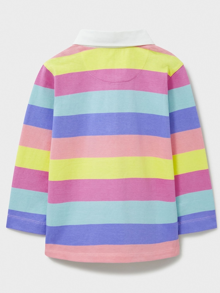 Crew Clothing Company Pink Yarn Dyed Long Sleeve Striped Rugby 100% Cotton Shirt - Image 2 of 3