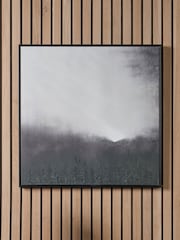 Pacific Monochrome Abstract Square Canvas with Black Frame - Image 1 of 6