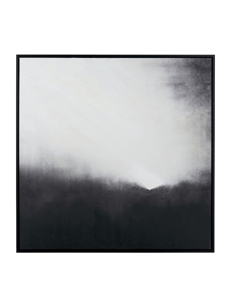 Pacific Monochrome Abstract Square Canvas with Black Frame - Image 2 of 6