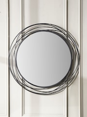 Pacific Black Metal Swirl Round Wall Mirror - Image 1 of 4