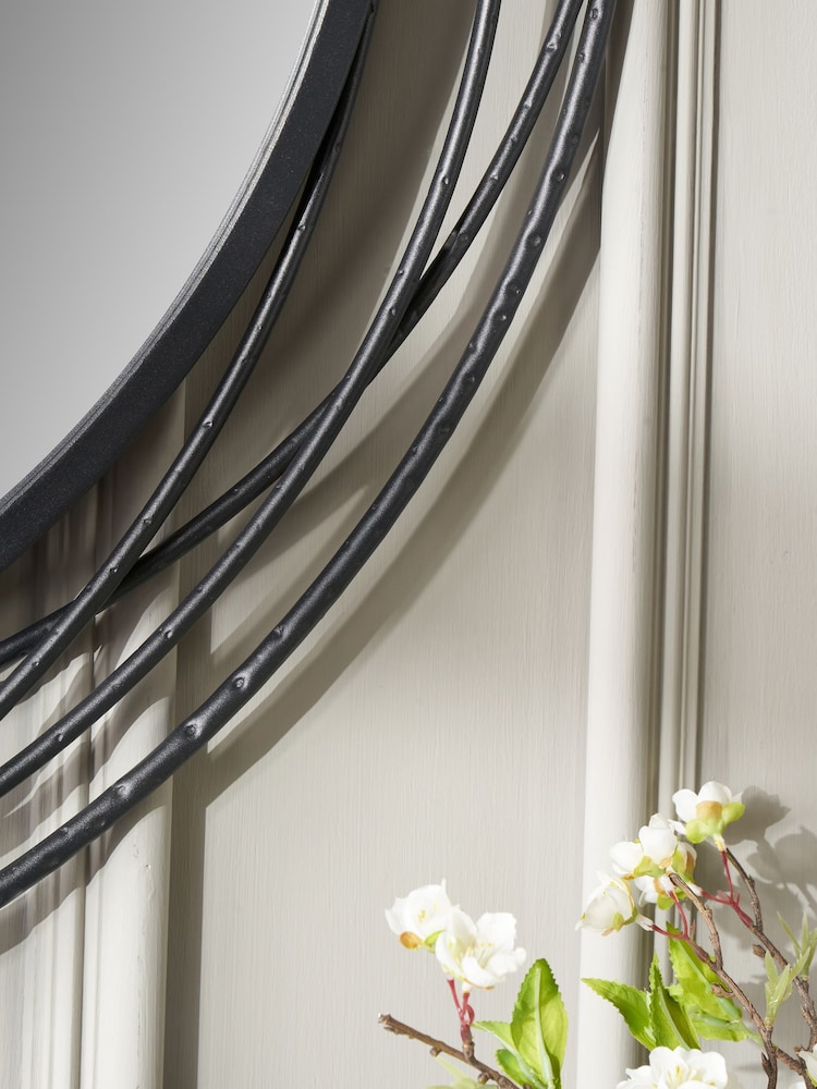 Pacific Black Metal Swirl Round Wall Mirror - Image 2 of 4