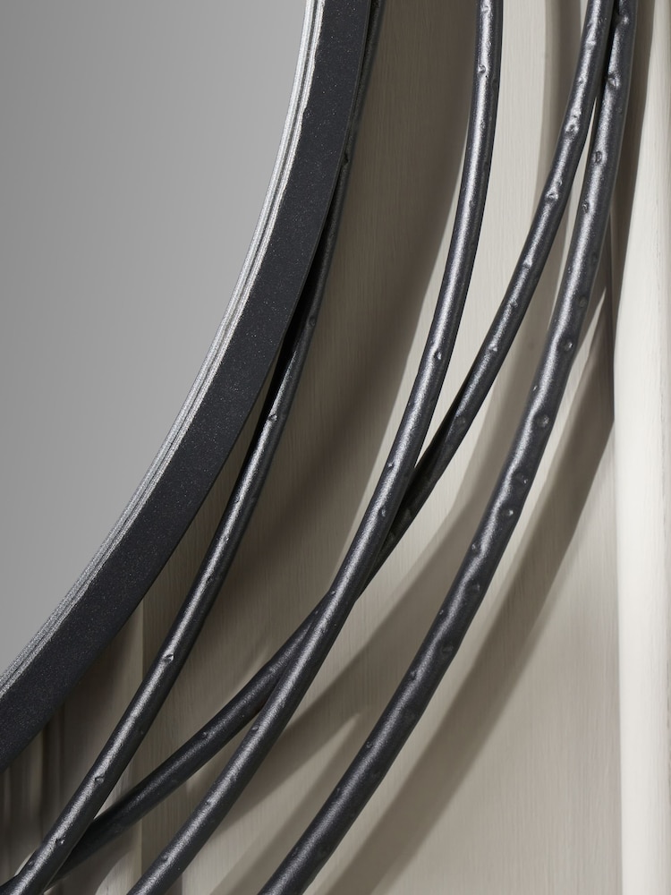 Pacific Black Metal Swirl Round Wall Mirror - Image 4 of 4
