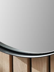 Pacific Brushed Silver Slim Frame Round Wall Mirror Large - Image 2 of 2