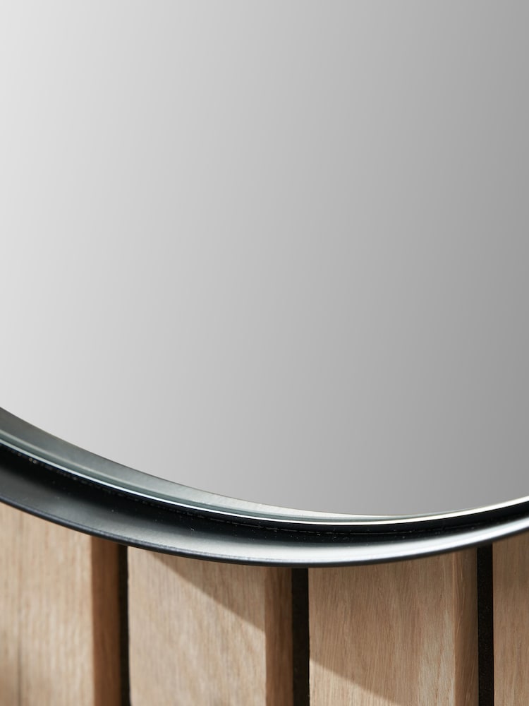 Pacific Brushed Silver Slim Frame Round Wall Mirror Large - Image 2 of 2