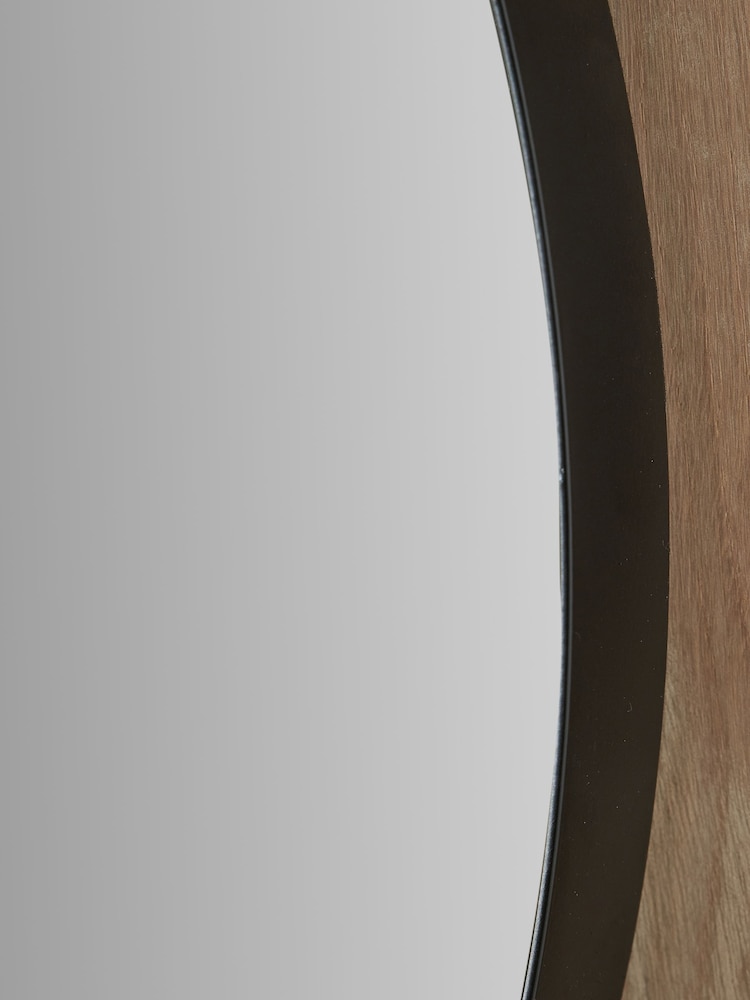 Pacific Black Slim Frame Round Wall Mirror Large - Image 3 of 3