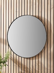 Pacific Black Slim Frame Round Wall Mirror Large - Image 4 of 4
