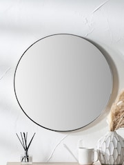 Pacific Brushed Silver Slim Frame Round Wall Mirror Medium - Image 1 of 4