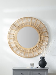 Pacific Natural Bamboo Frame Round Wall Mirror - Image 1 of 5
