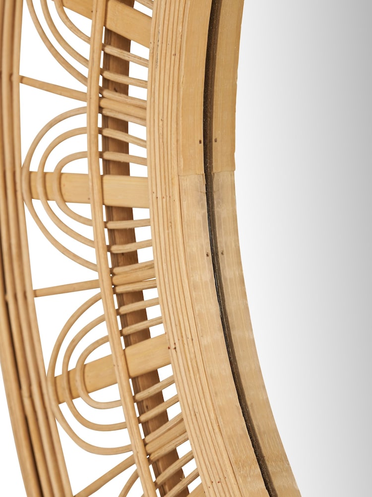 Pacific Natural Bamboo Frame Round Wall Mirror - Image 2 of 5